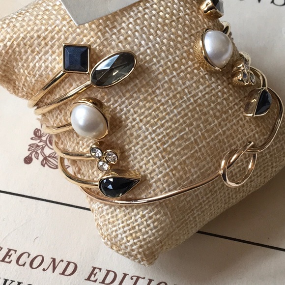 6 Jeweled Bracelets Cuff Bangles 1 Pair Pierced Earrings Gold Tone Bundle NWOT - Picture 5 of 7